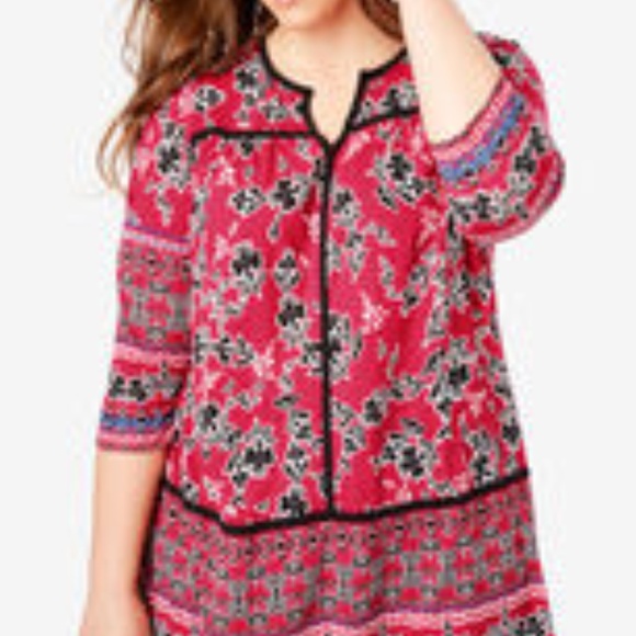 Woman Within Split Neck Tunic 1X - Picture 4 of 4